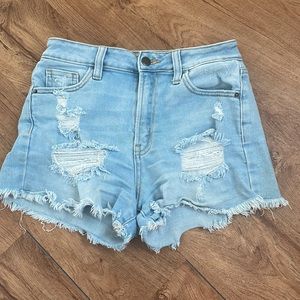 Soft, cut-off and distressed style denim shorts